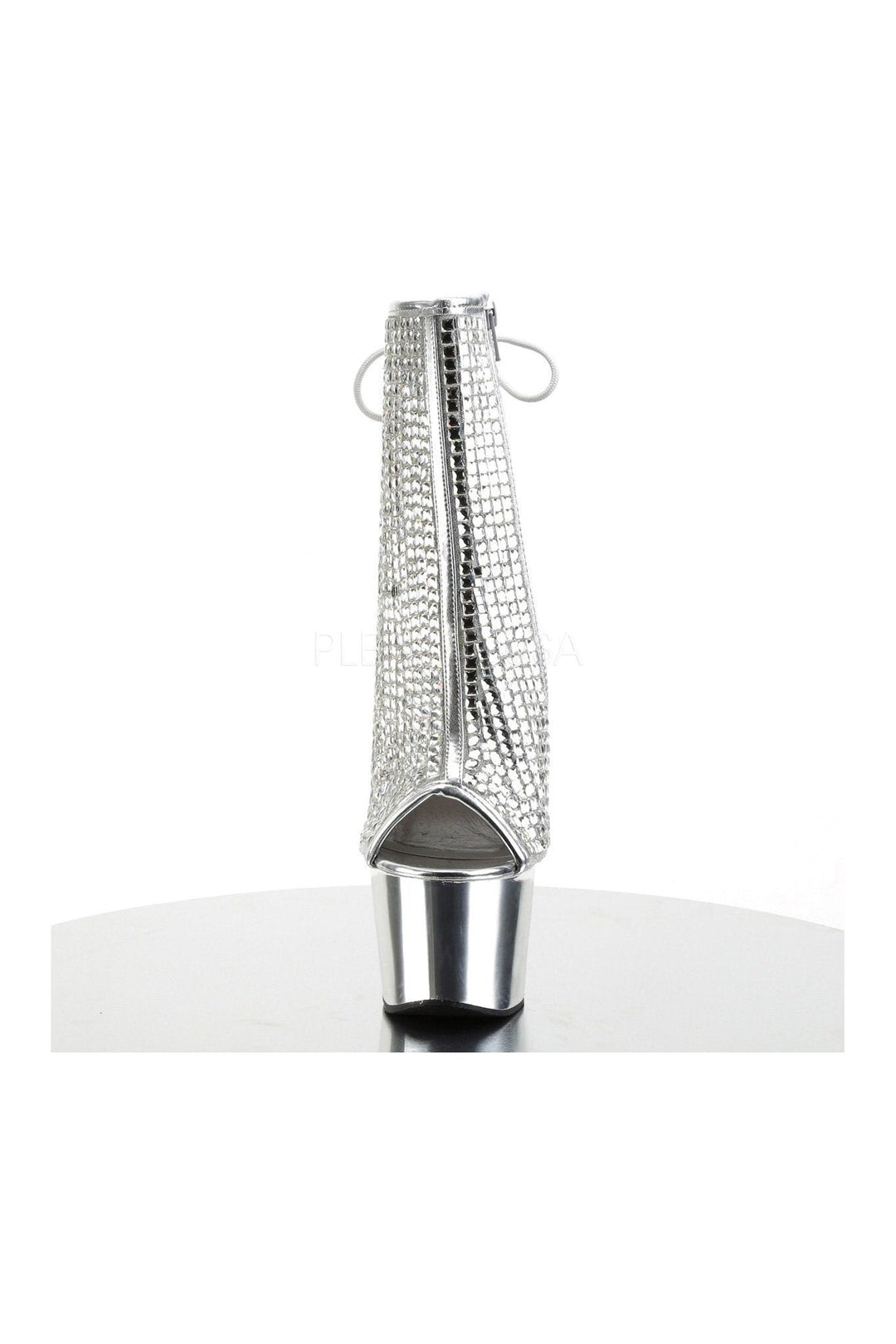 Pleaser ADORE-1018DCS Platform Boot in Silver Faux Leather