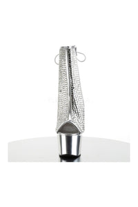 Pleaser ADORE-1018DCS Platform Boot in Silver Faux Leather