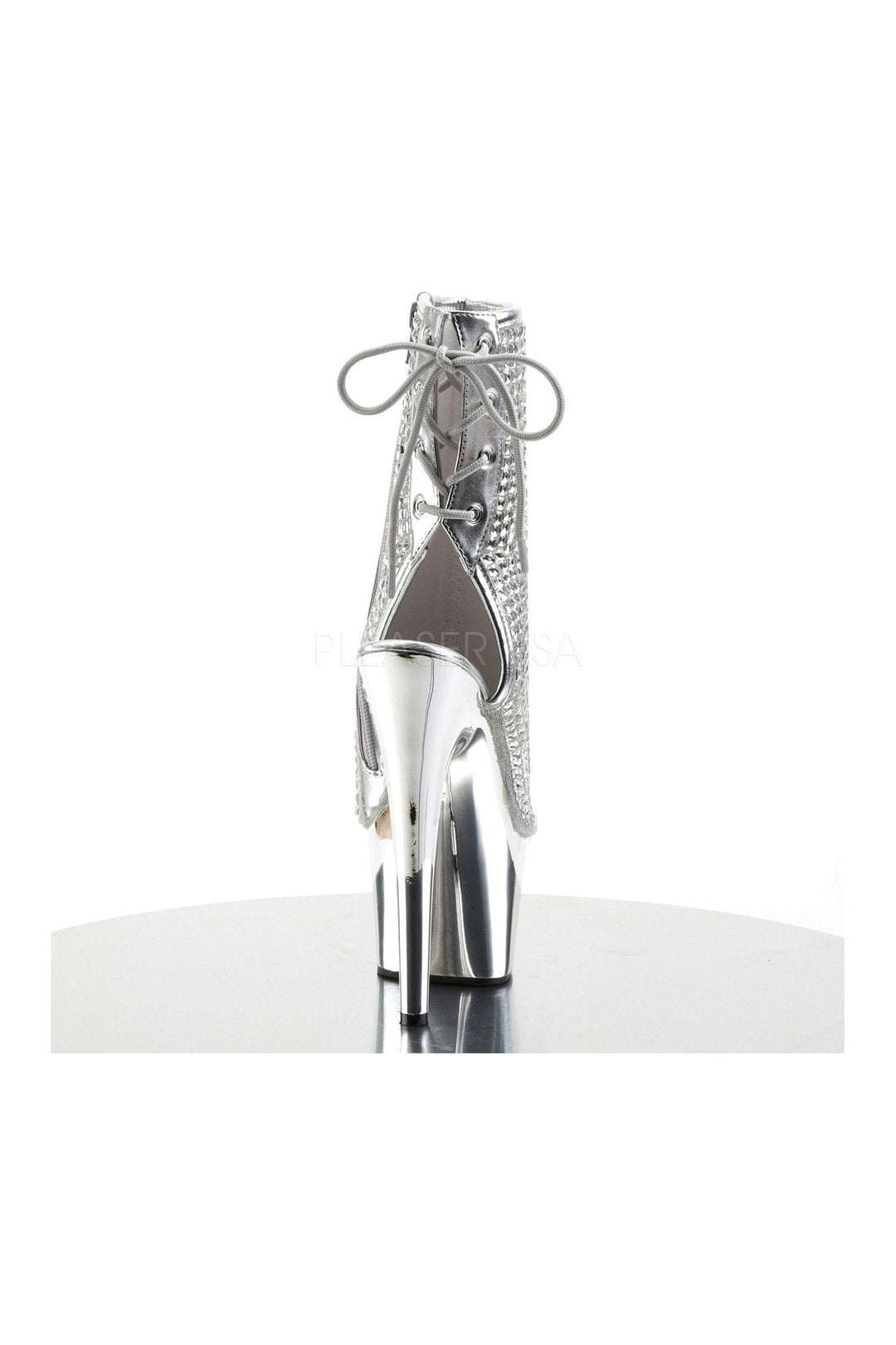 Pleaser ADORE-1018DCS Platform Boot in Silver Faux Leather
