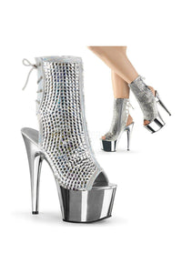 Pleaser ADORE-1018DCS Platform Boot in Silver Faux Leather from SexyShoes.com