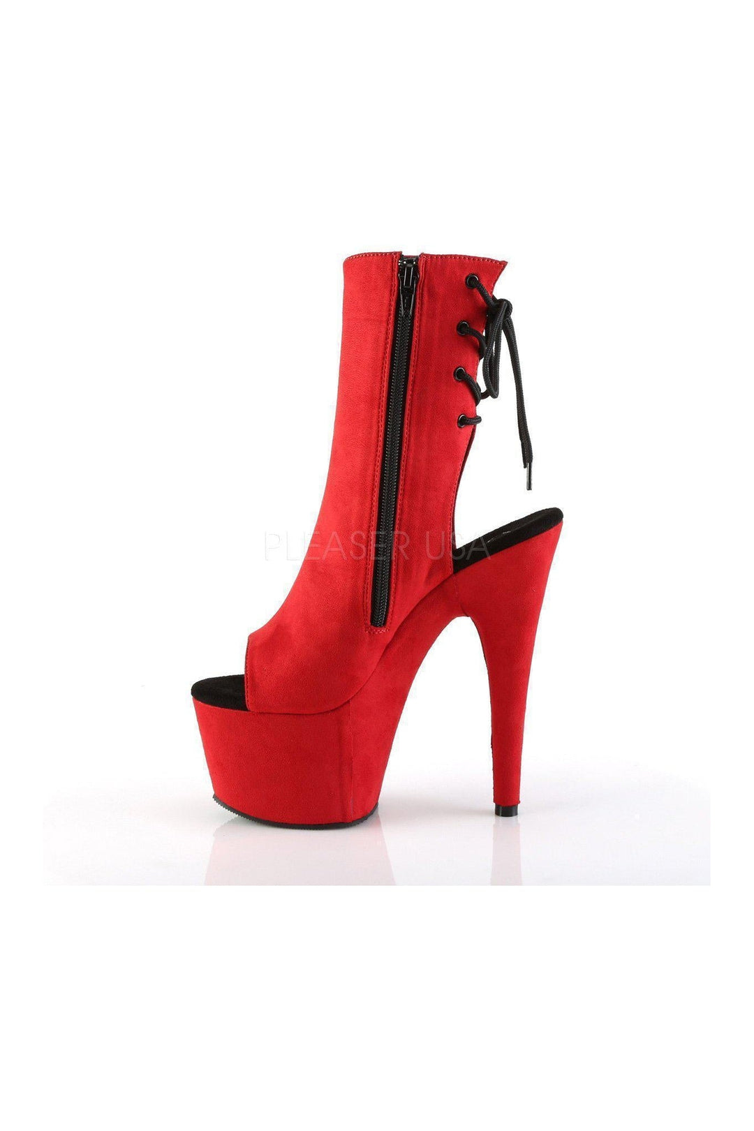 Pleaser ADORE-1018FS Platform Boot in Red Faux Leather