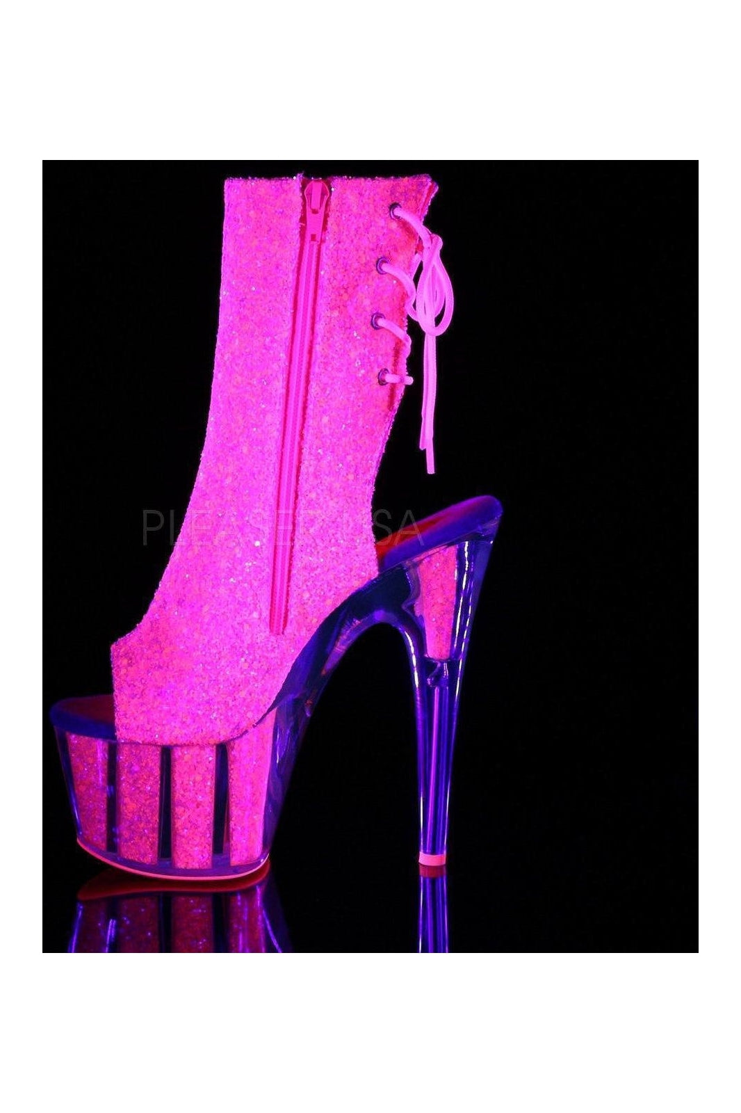 ADORE-1018G Platform Boot | Neon Glitter-Pleaser-Ankle Boots-SEXYSHOES.COM