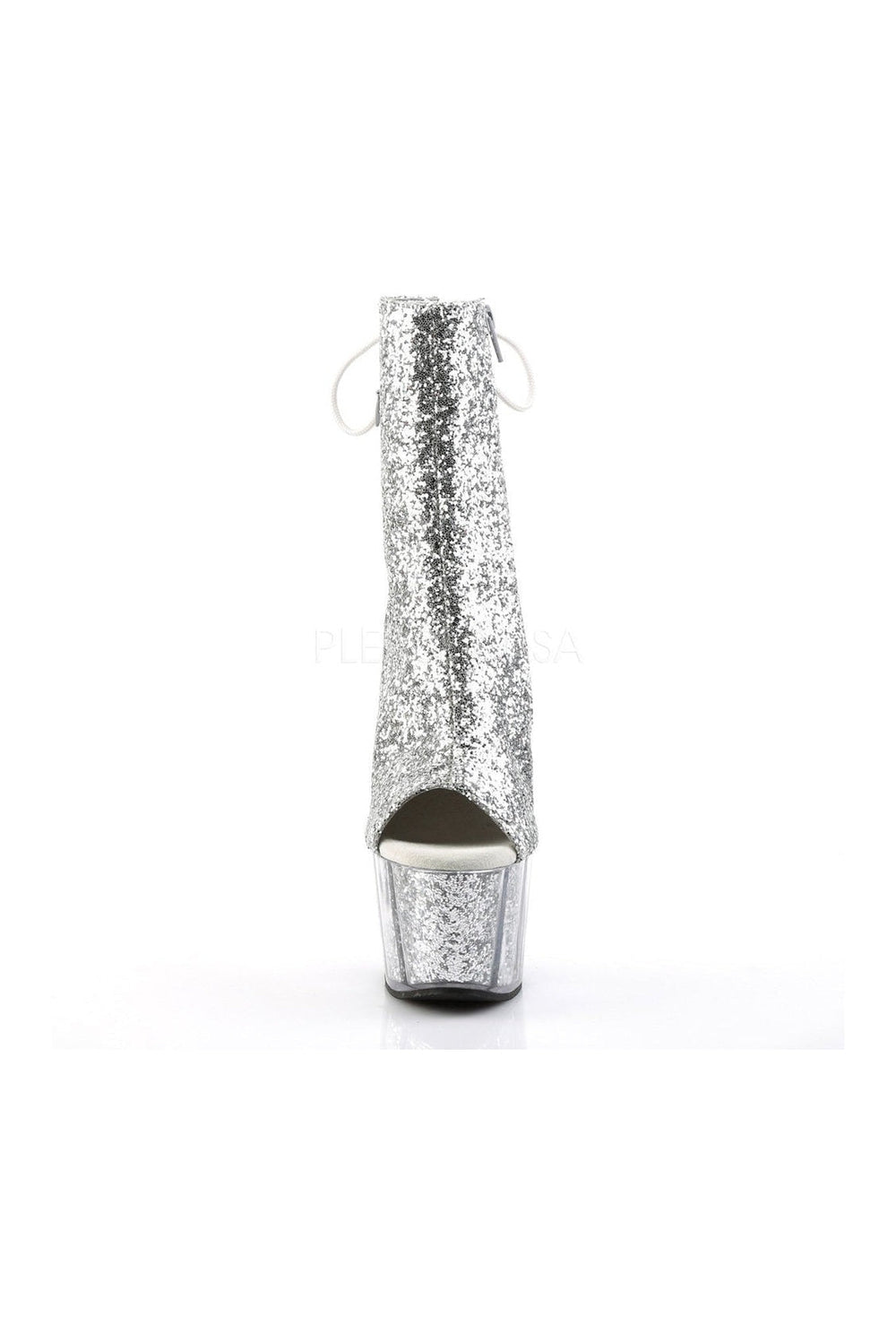 ADORE-1018G Platform Boot | Silver Glitter-Pleaser-Ankle Boots-SEXYSHOES.COM