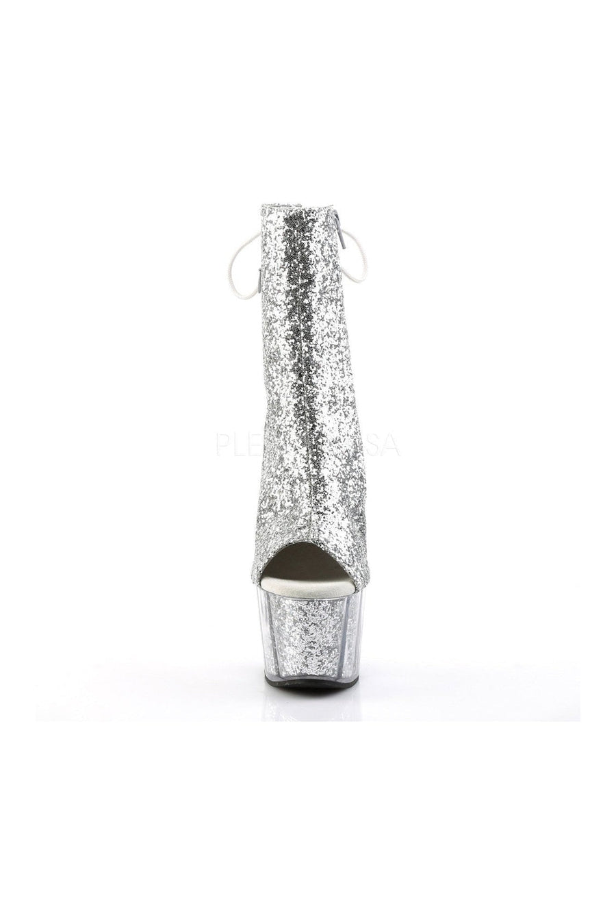 Pleaser ADORE-1018G Platform Boot in Silver Glitter