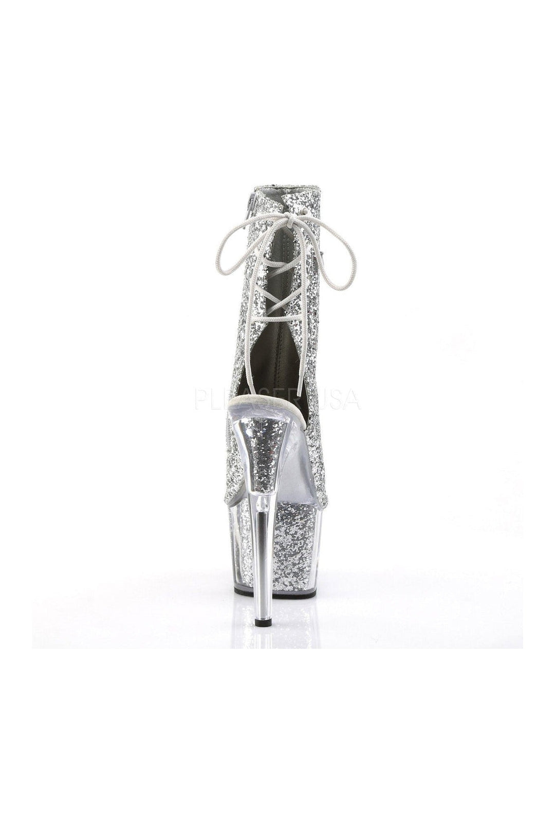 Pleaser ADORE-1018G Platform Boot in Silver Glitter