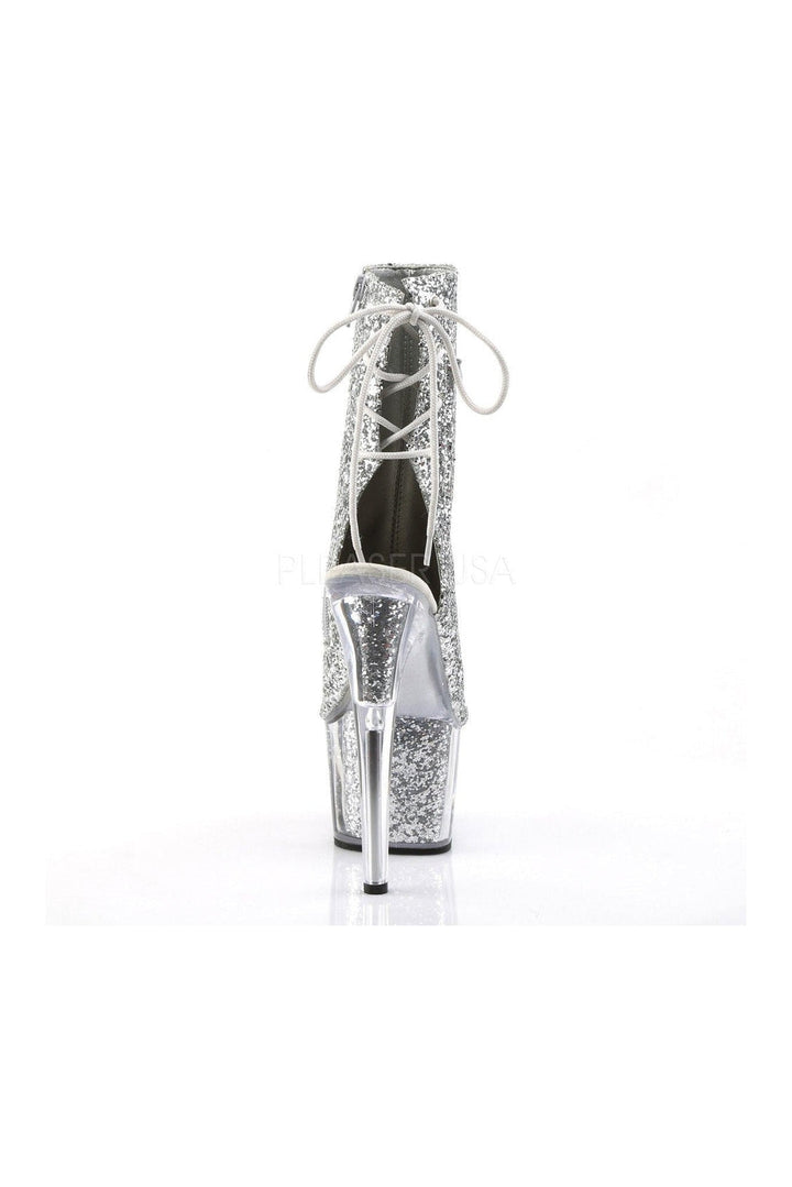 ADORE-1018G Platform Boot | Silver Glitter-Pleaser-Ankle Boots-SEXYSHOES.COM