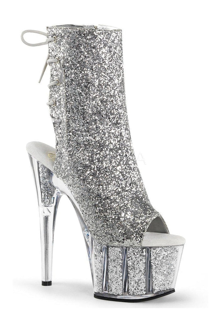 Pleaser Silver Ankle Boots Platform Stripper Shoes | Buy at Sexyshoes.com