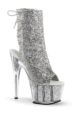 ADORE-1018G Platform Boot  | Silver Glitter