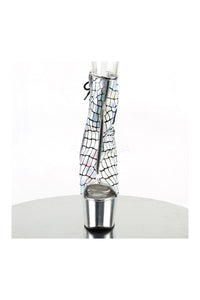 Pleaser ADORE-1018HG Platform Boot in Silver Faux Leather