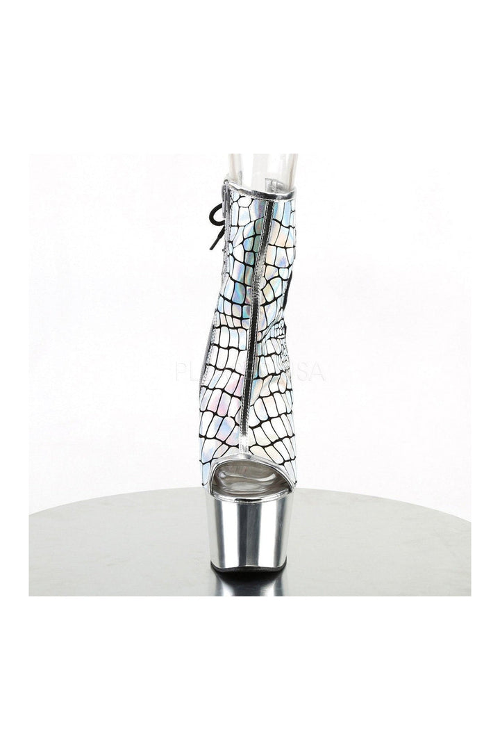 ADORE-1018HG Platform Boot  | Silver Faux Leather