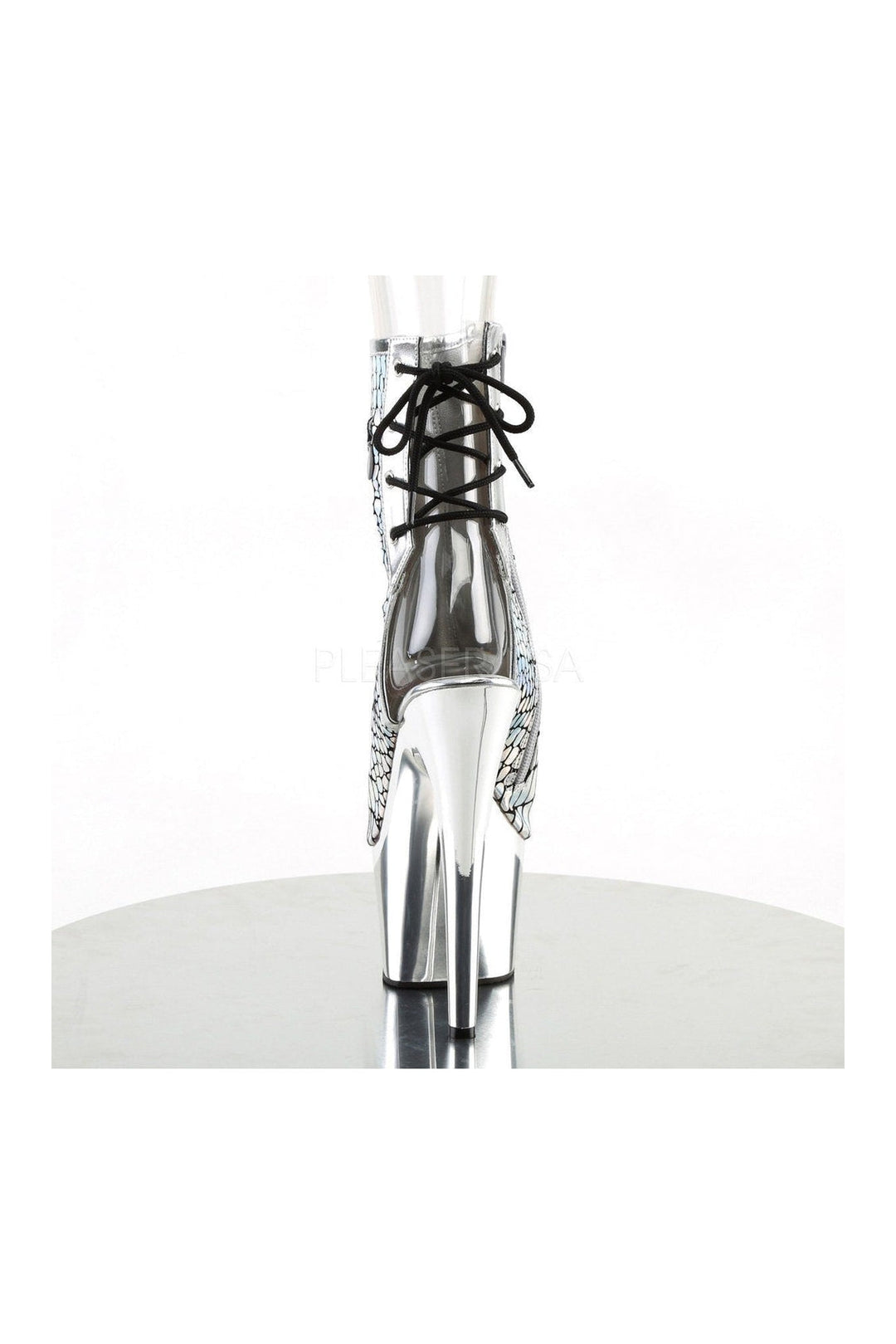 ADORE-1018HG Platform Boot | Silver Faux Leather-Pleaser-Ankle Boots-SEXYSHOES.COM