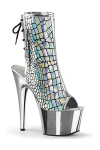 Pleaser ADORE-1018HG Platform Boot in Silver Faux Leather from SexyShoes.com