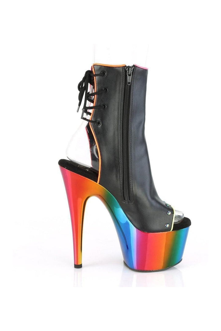 ADORE-1018RC-02 Ankle Boot | Black Faux Leather-Ankle Boots-Pleaser-SEXYSHOES.COM