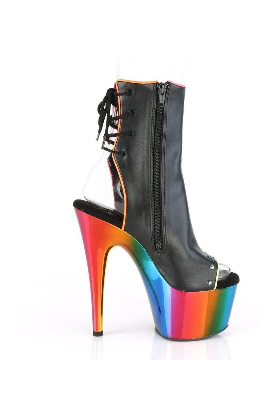 Pleaser ADORE-1018RC-02 Ankle Boot in Black Faux Leather