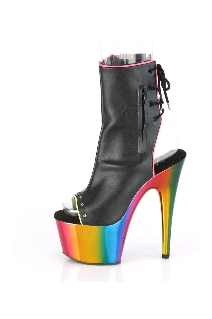 ADORE-1018RC-02 Ankle Boot | Black Faux Leather-Ankle Boots-Pleaser-SEXYSHOES.COM