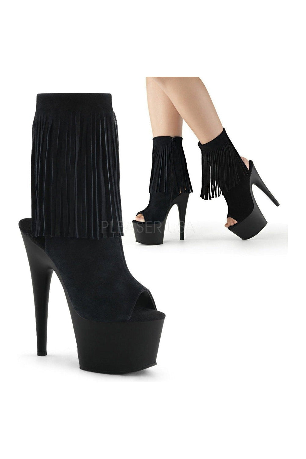ADORE-1019 Platform Boot | Black Genuine Leather-Pleaser-Black-Ankle Boots-SEXYSHOES.COM