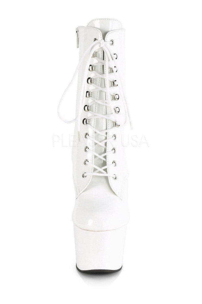Pleaser ADORE-1020 Platform Ankle Boot in White Patent