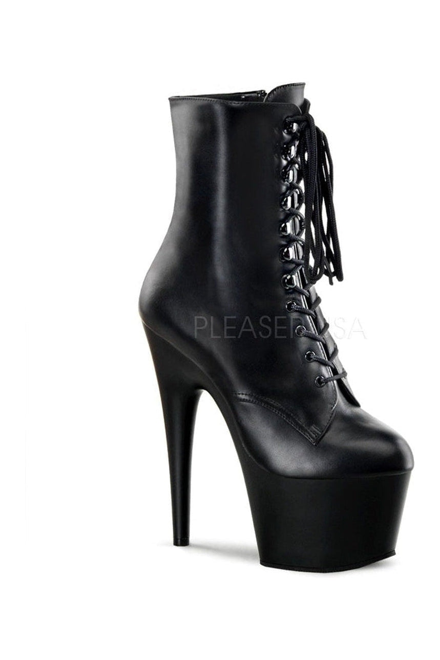 ADORE-1020 Platform Boot | Black Genuine Leather-Pleaser-Black-Ankle Boots-SEXYSHOES.COM