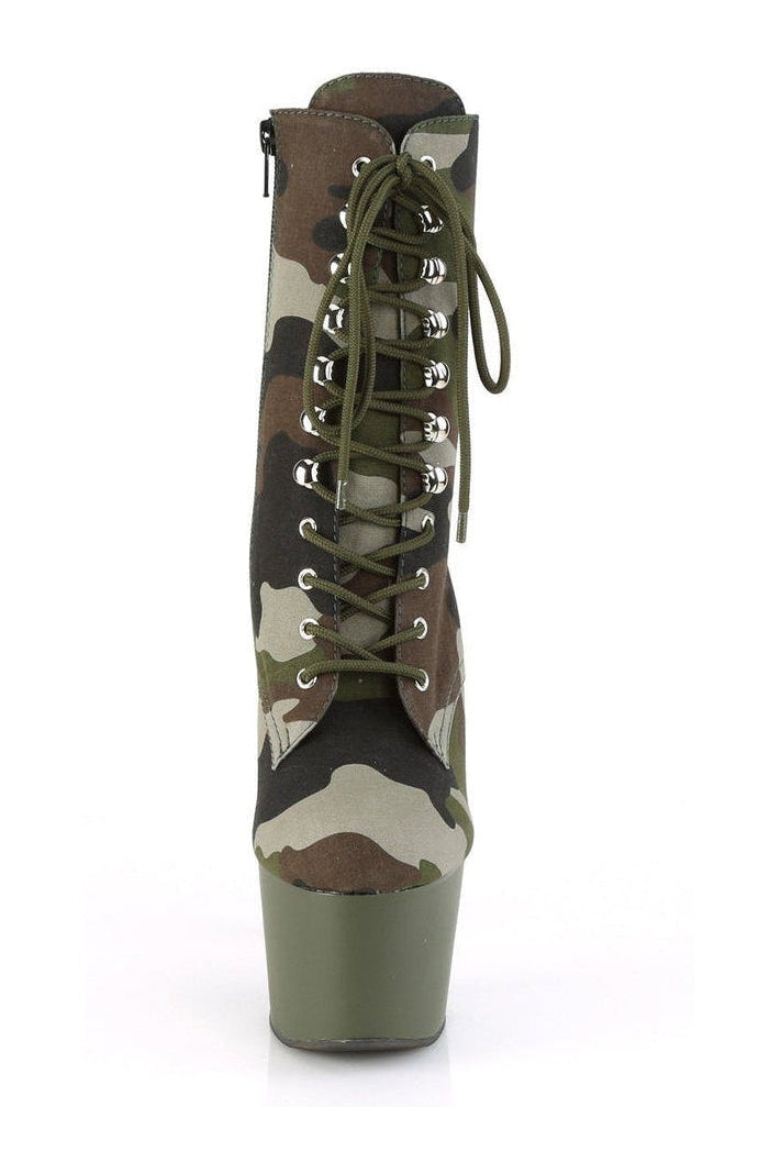 Pleaser ADORE-1020CAMO Exotic Boot in Kahki Fabric