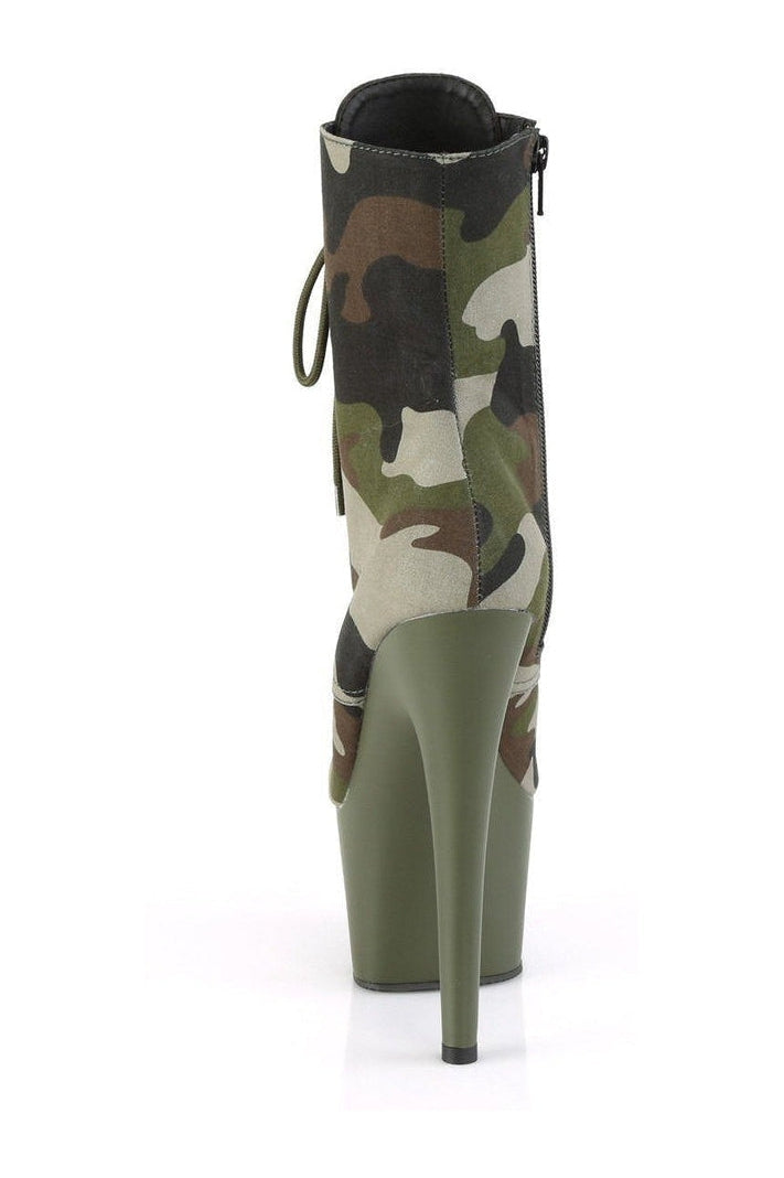 Pleaser ADORE-1020CAMO Exotic Boot in Kahki Fabric