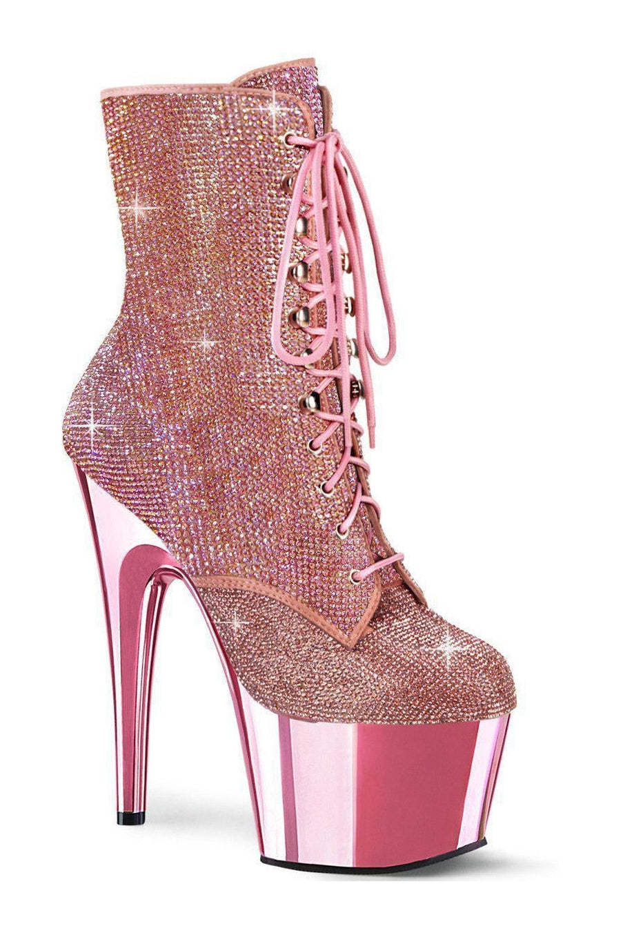 ADORE-1020CHRS Ankle Boot | Pink Faux Suede-Ankle Boots-Pleaser-Pink-11-Faux Suede-SEXYSHOES.COM