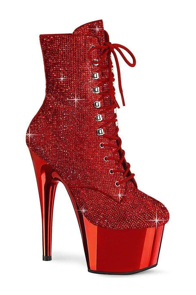 ADORE-1020CHRS Ankle Boot | Red Faux Suede-Ankle Boots-Pleaser-Red-10-Faux Suede-SEXYSHOES.COM