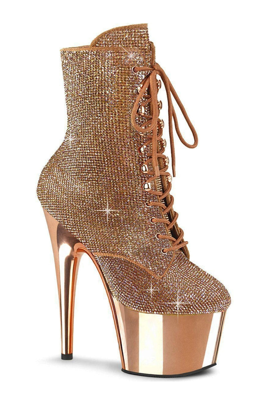Pleaser ADORE-1020CHRS Ankle Boot in Rose Gold Faux Suede from SexyShoes.com
