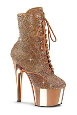 ADORE-1020CHRS Ankle Boot | Rose Gold  Faux Suede