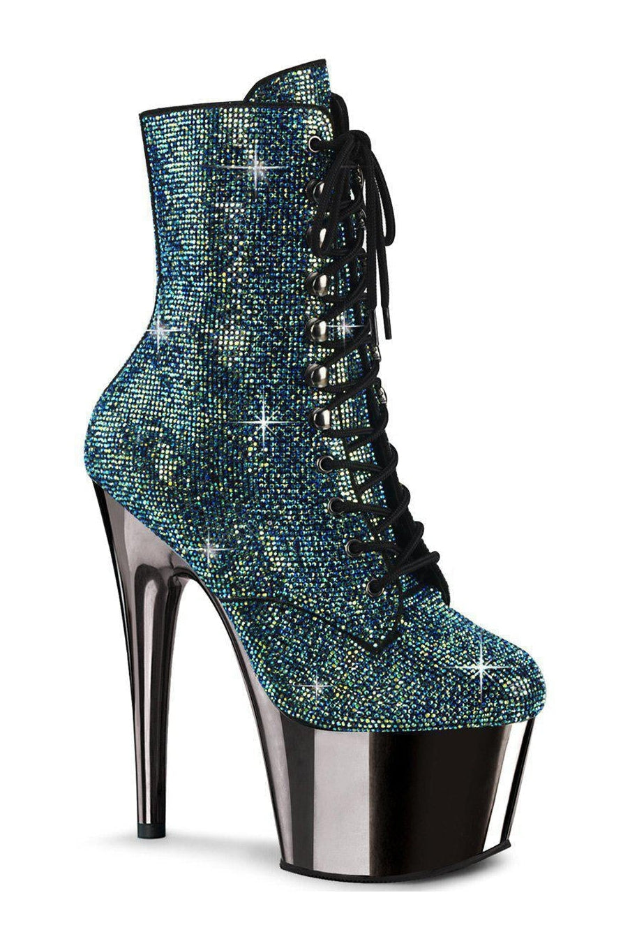ADORE-1020CHRS Ankle Boot | Turquoise Faux Suede-Ankle Boots-Pleaser-Turquoise-12-Faux Suede-SEXYSHOES.COM