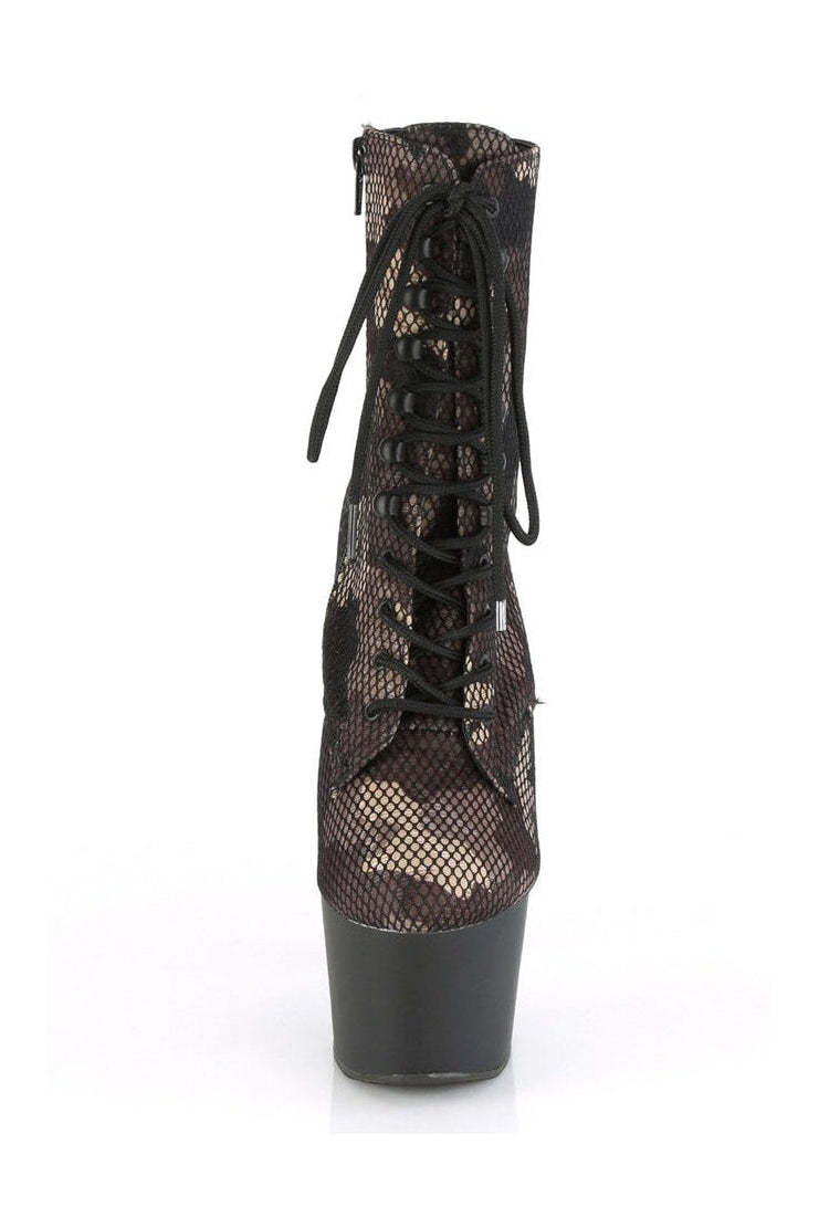 ADORE-1020CM Exotic Ankle Boot | Green Fabric-Ankle Boots-Pleaser-SEXYSHOES.COM