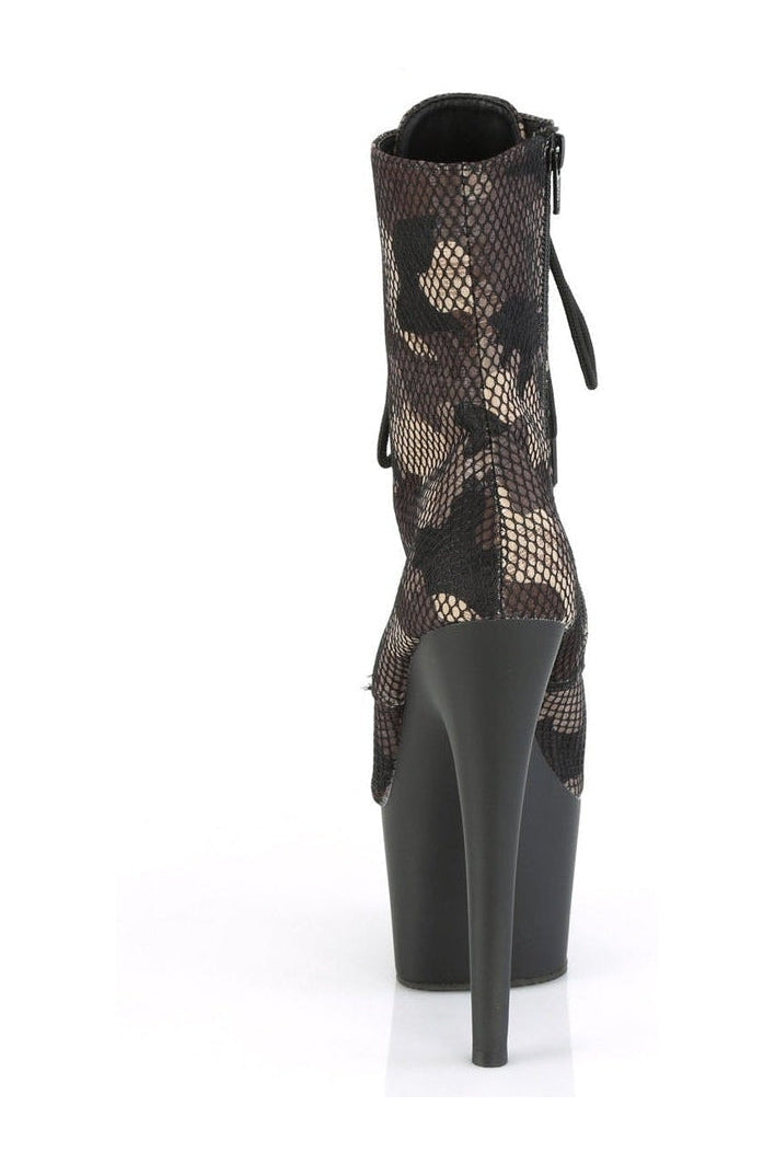 Pleaser ADORE-1020CM Exotic Ankle Boot in Green Fabric