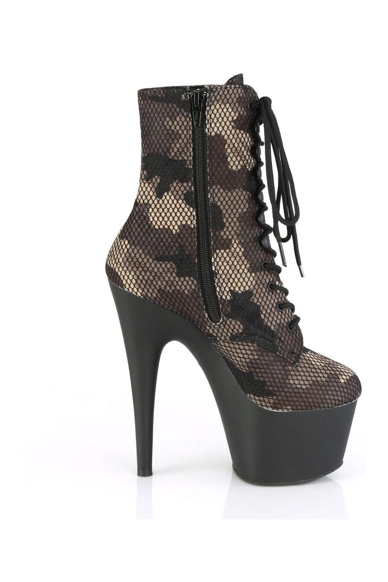 ADORE-1020CM Exotic Ankle Boot | Green Fabric-Ankle Boots-Pleaser-SEXYSHOES.COM