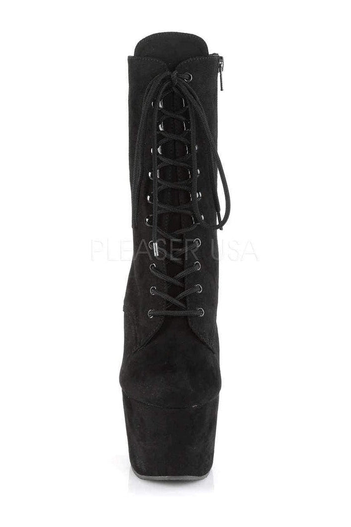 Pleaser ADORE-1020FS Platform Ankle Boot in Black Faux Leather