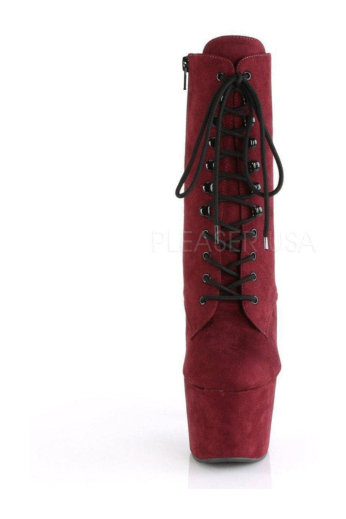Pleaser ADORE-1020FS Platform Ankle Boot in Burgundy Faux Leather