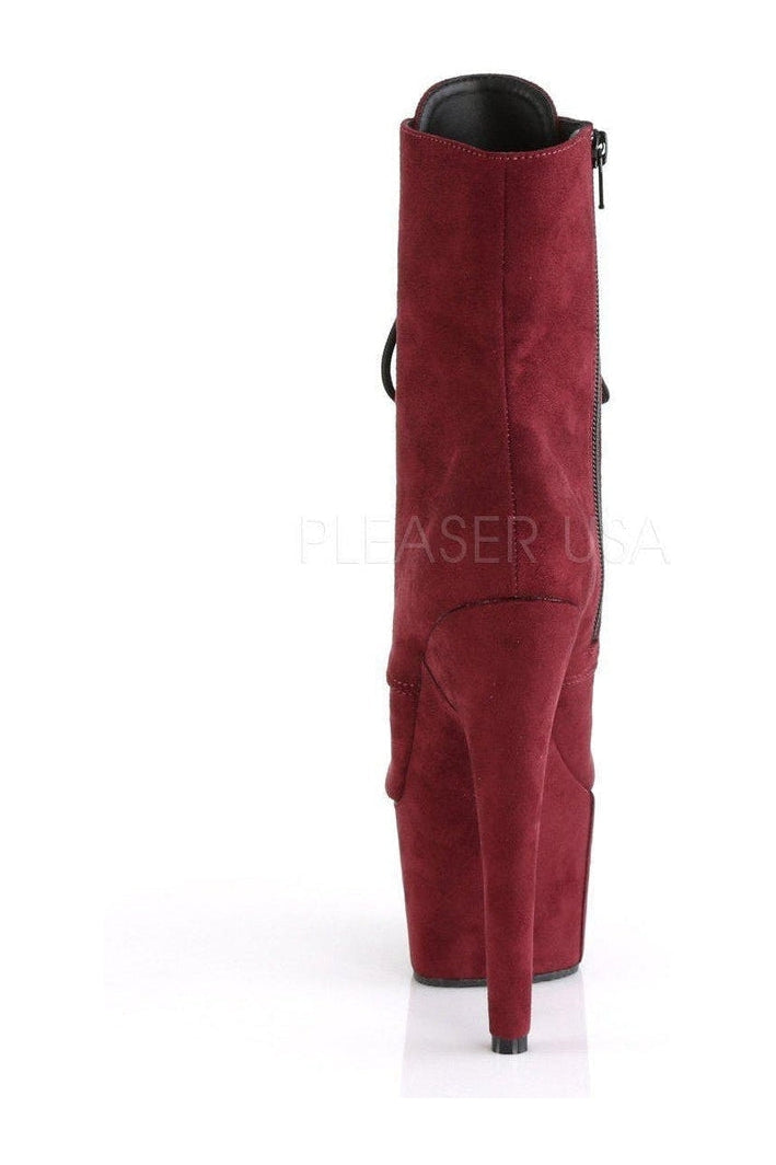 Pleaser ADORE-1020FS Platform Ankle Boot in Burgundy Faux Leather
