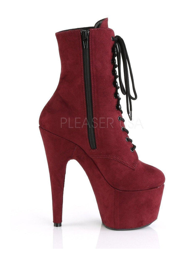 Pleaser ADORE-1020FS Platform Ankle Boot in Burgundy Faux Leather