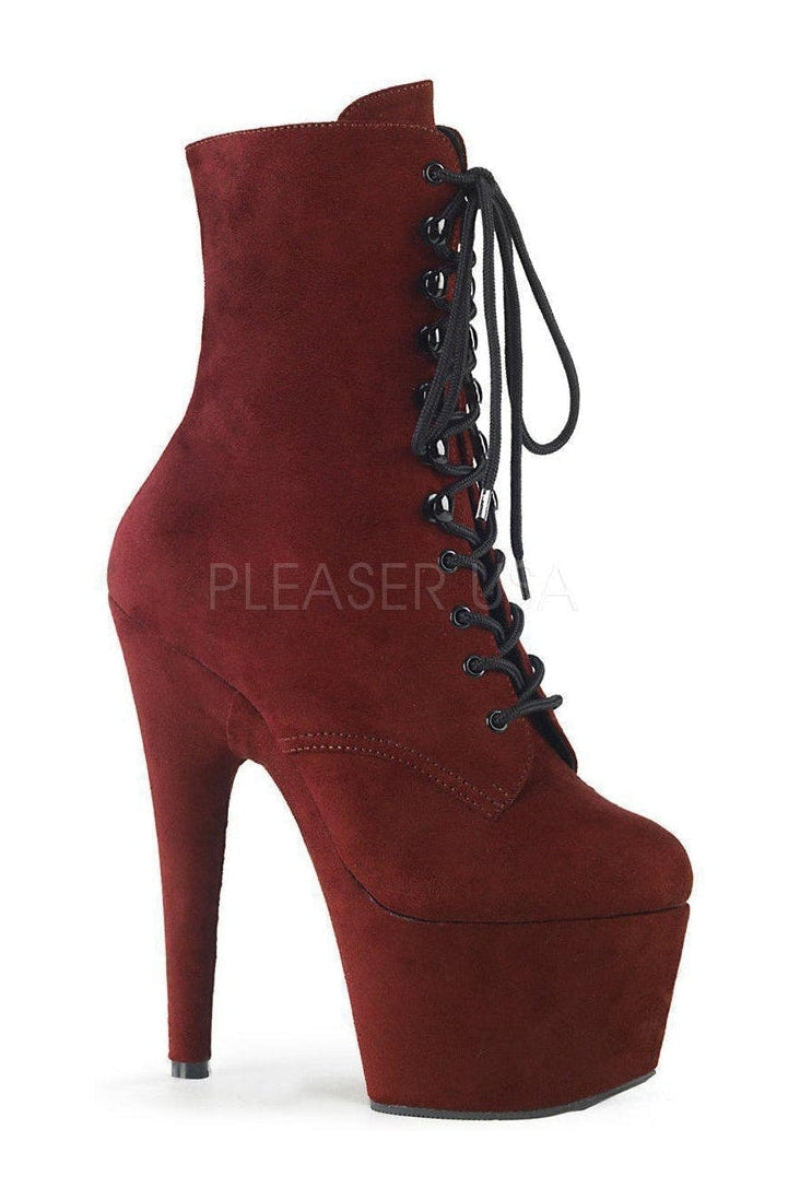 ADORE-1020FS Platform Ankle Boot | Burgundy Faux Leather-Pleaser-SEXYSHOES.COM
