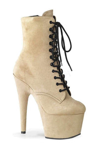 Pleaser ADORE-1020FS Platform Ankle Boot in Nude Faux Leather from SexyShoes.com