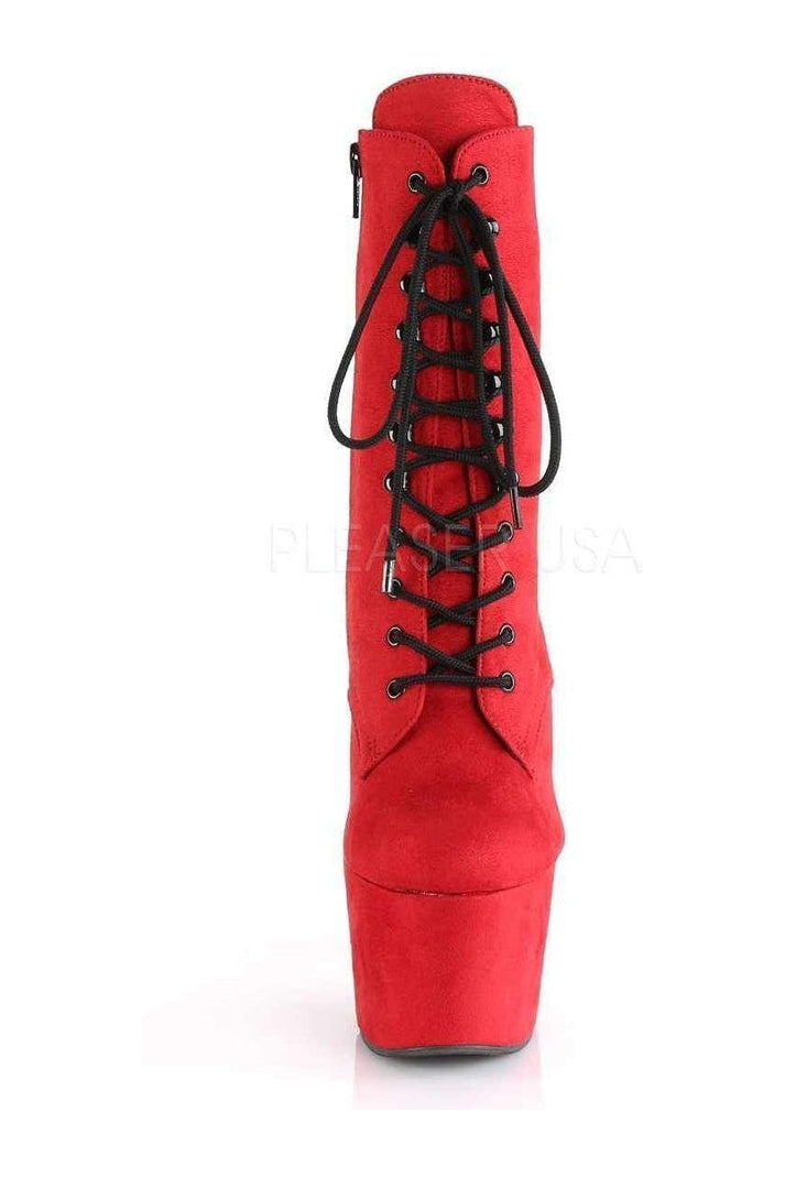 Pleaser ADORE-1020FS Platform Ankle Boot in Red Faux Leather