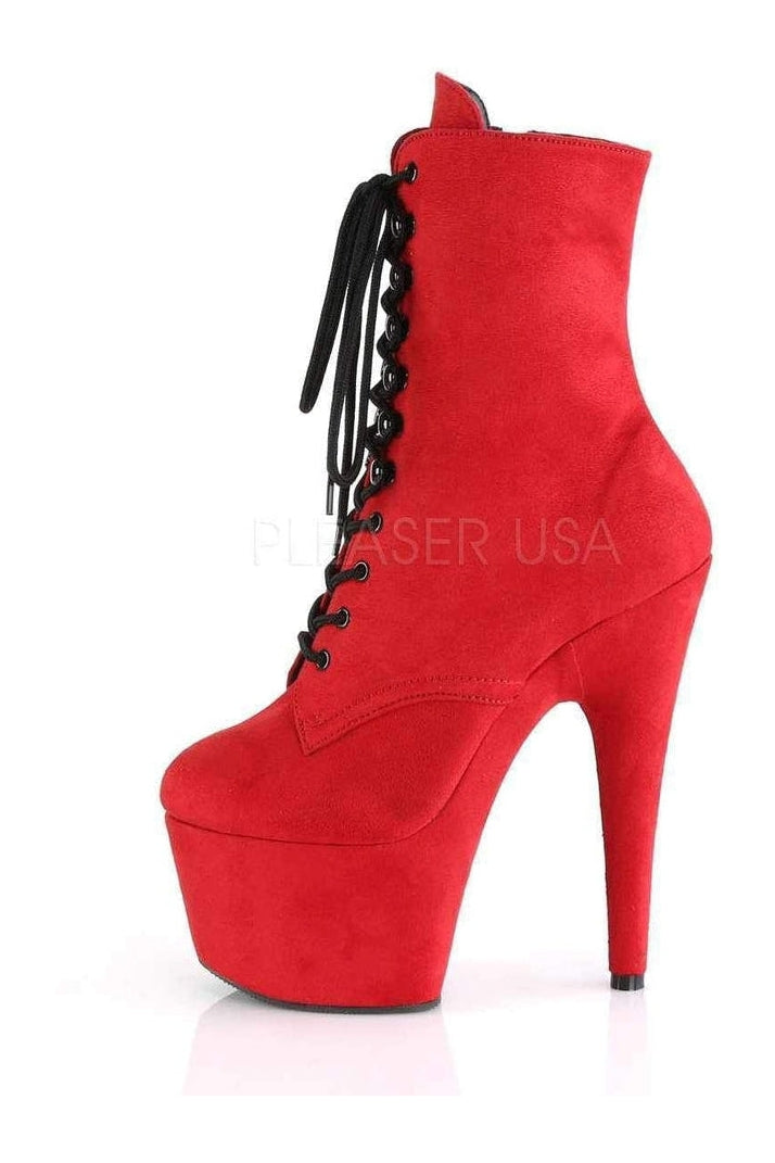 ADORE-1020FS Platform Ankle Boot | Red Faux Leather-Pleaser-SEXYSHOES.COM