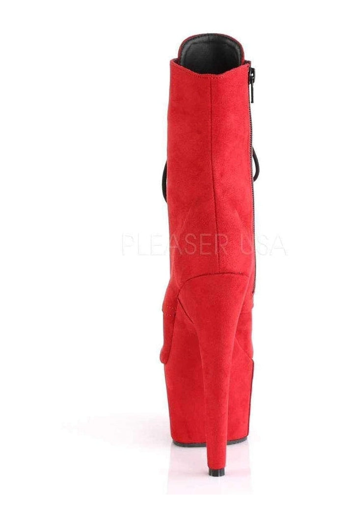 Pleaser ADORE-1020FS Platform Ankle Boot in Red Faux Leather