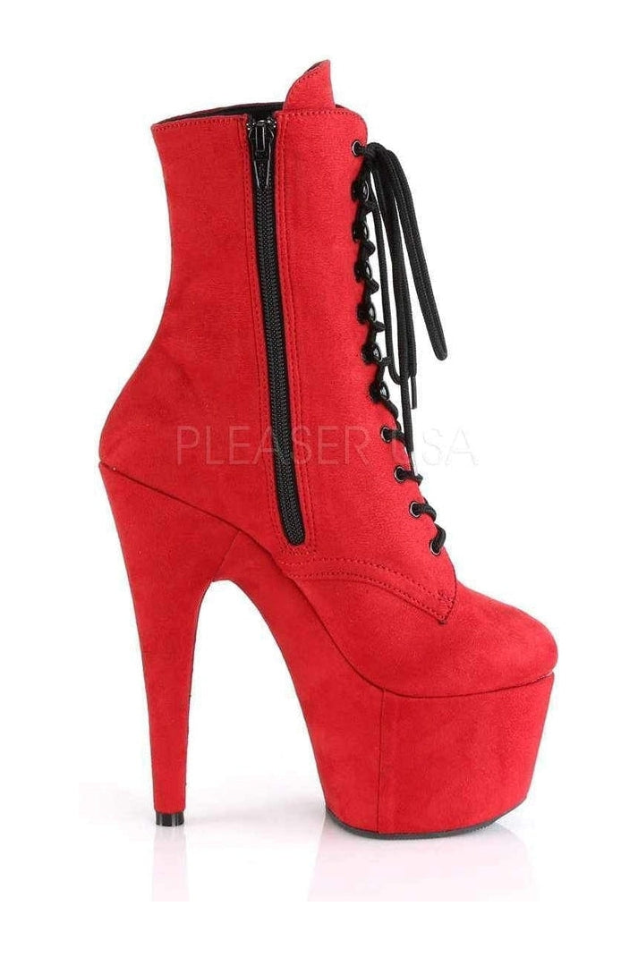 Pleaser ADORE-1020FS Platform Ankle Boot in Red Faux Leather