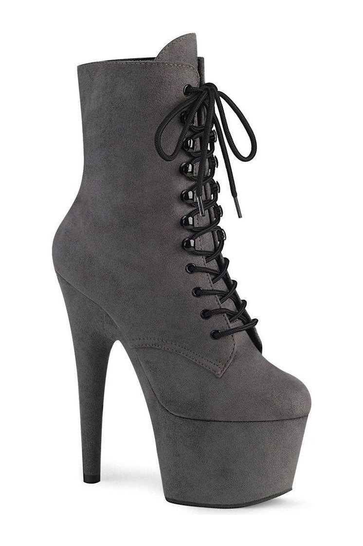 ADORE-1020FS Stripper Ankle Boot-Ankle Boots-Pleaser-Grey-8-Faux Suede-SEXYSHOES.COM