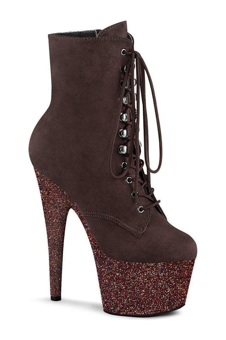 ADORE-1020FSMG Brown Faux Suede Ankle Boot-Ankle Boots-Pleaser-Brown-6-Faux Suede-SEXYSHOES.COM