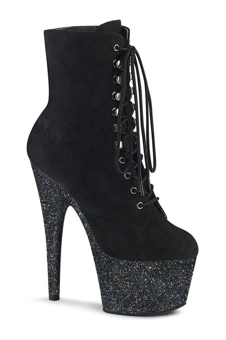 ADORE-1020FSMG Stripper Ankle Boot-Ankle Boots-Pleaser-Black-13-Faux Suede-SEXYSHOES.COM