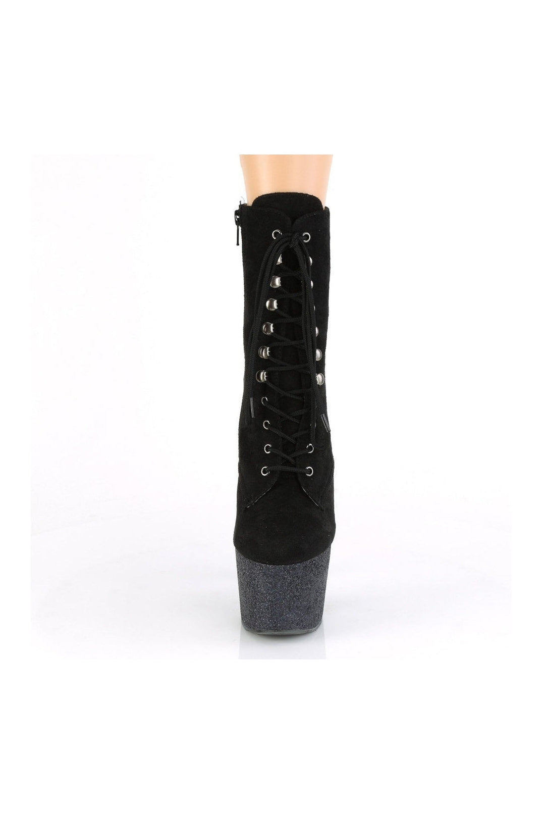 Pleaser ADORE-1020FSMG Exotic Ankle Boot in Black Faux Suede