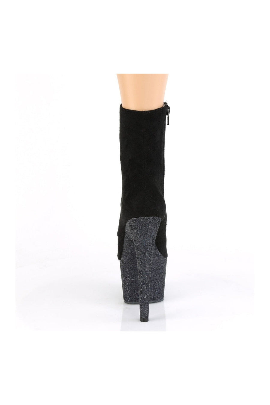 Pleaser ADORE-1020FSMG Exotic Ankle Boot in Black Faux Suede