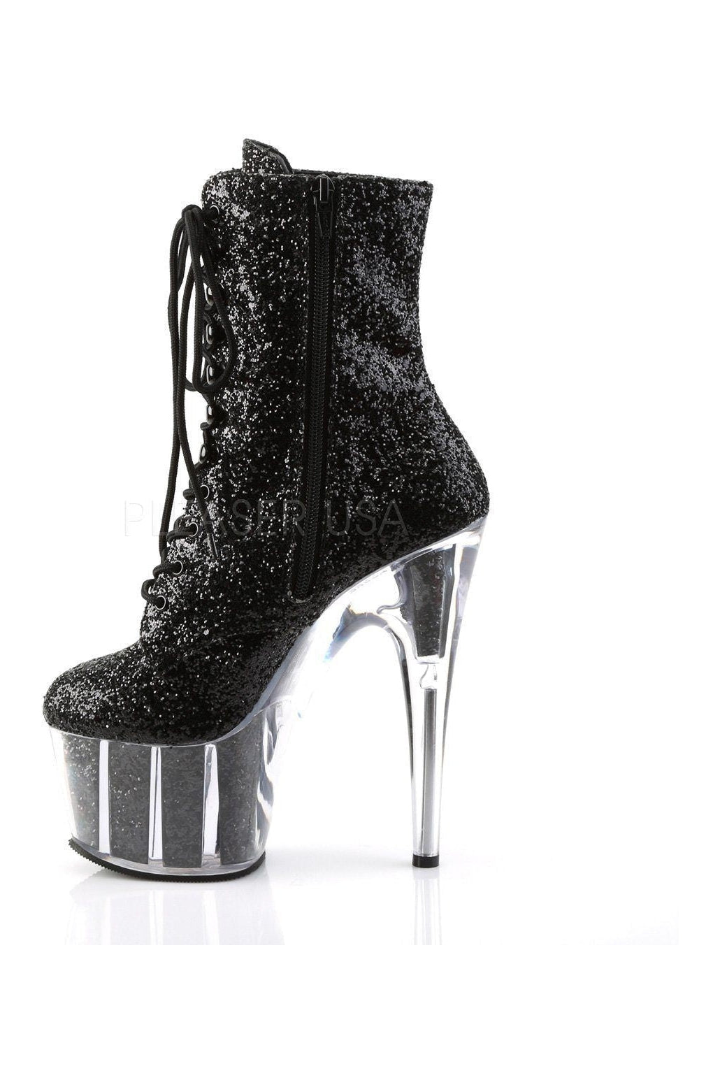 ADORE-1020G Platform Boot | Black Glitter-Pleaser-Ankle Boots-SEXYSHOES.COM