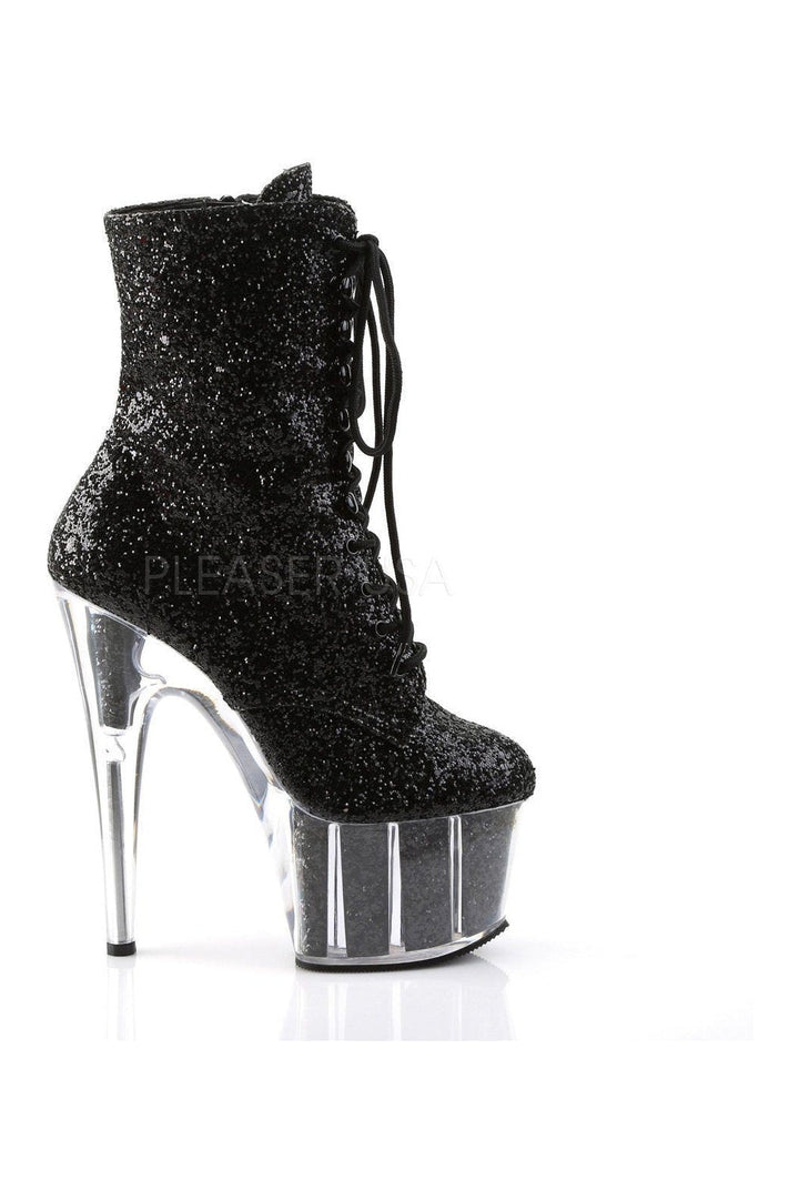 ADORE-1020G Platform Boot | Black Glitter-Pleaser-Ankle Boots-SEXYSHOES.COM