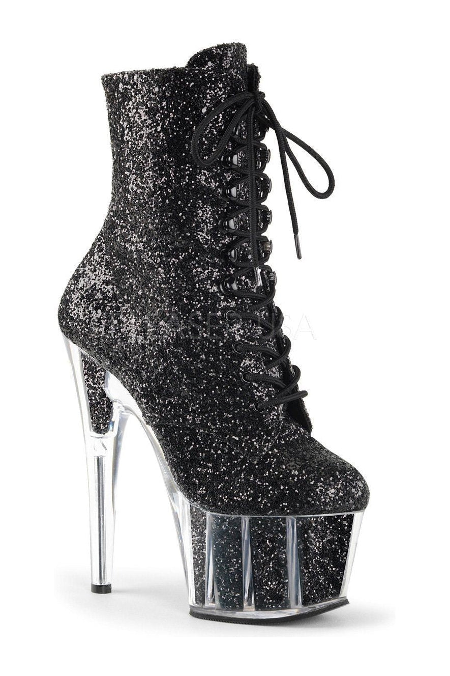 Pleaser ADORE-1020G Platform Boot in Black Glitter from SexyShoes.com